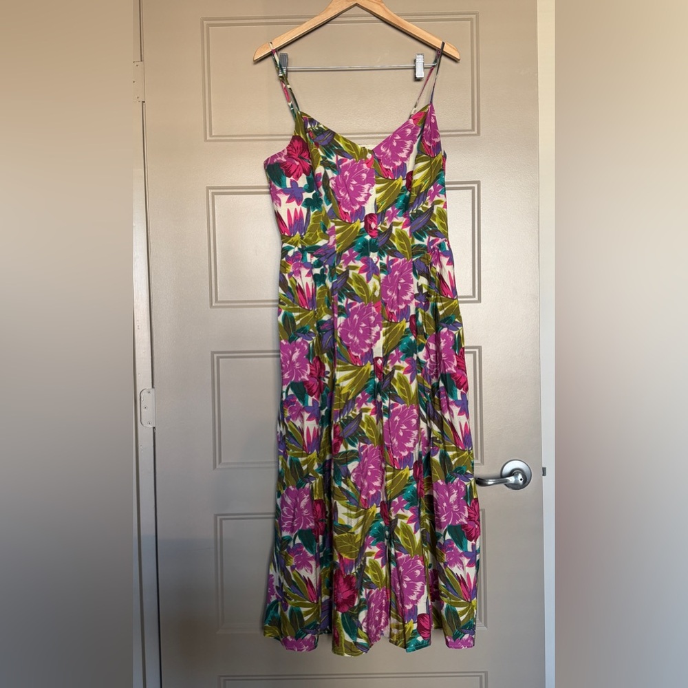 Floral V-Neck Midi Dress by Gap Size L Floral